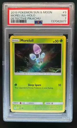 2019 Pokemon SM Detective Pikachu Morelull Holo #3/18 PSA 7 - Image 1