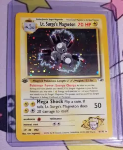 Lt. Surge's Magneton Holo Swirl 1st Edition NM 8/132 Gym Heroes Pokemon - Image 1