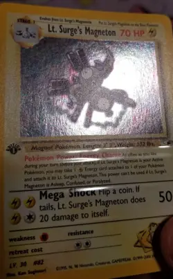 Lt. Surge's Magneton Holo Swirl 1st Edition NM 8/132 Gym Heroes Pokemon - Image 2