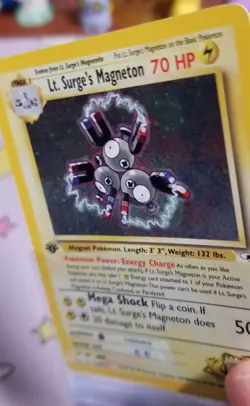 Lt. Surge's Magneton Holo Swirl 1st Edition NM 8/132 Gym Heroes Pokemon - Image 4