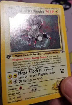 Lt. Surge's Magneton Holo Swirl 1st Edition NM 8/132 Gym Heroes Pokemon - Image 5