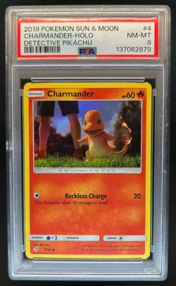 2019 Pokemon SM Detective Pikachu Charmander Holo #4/18 PSA 8 - Image 1