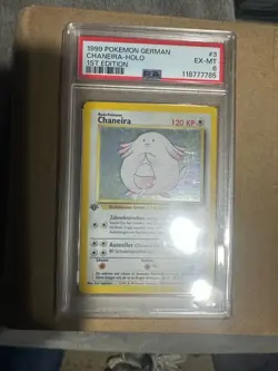 1999 Pokemon German Chaneira Holo 1st Edition PSA 6 - Image 1