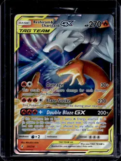 2019 Pokemon SM Unbroken Bonds Reshiram Charizard Tag Team Holo #20/214 - Image 1