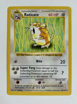 Raticate 1999 Pokemon Game Shadowless Base Set #40/102 * Light Play - Image 1
