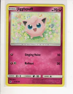 JIGGLYPUFF HIDDEN FATES SET POKEMON CARD 41/68 NM/M - Image 1