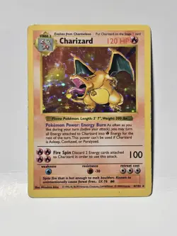 Charizard MP 4/102 Shadowless Base Set Pokemon Holo - Image 1