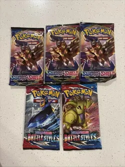Pokemon TCG 5 Booster Packs Sword & Shield Battle Styles - Image 1