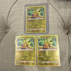 3x Pikachu 052/196 2022 Pokemon TCG Lost Origin Reverse Holo Common NM - Image 1