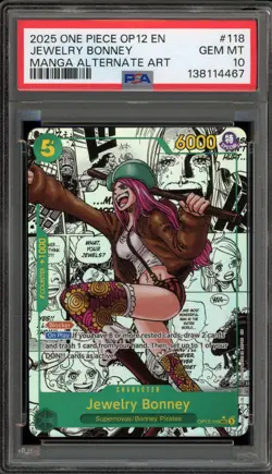 One Piece CCG Jewelry Bonney Manga Alternate Art OP12-118 PSA 10 Gem Mint - Image 1