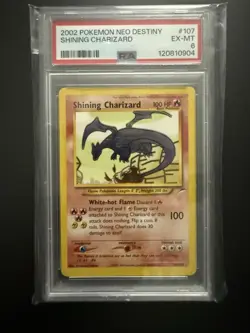 2002 Pokemon Neo Destiny Shining Charizard Holo Card PSA 6 107/105 - Image 2