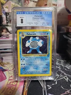 CGC 8 Poliwrath 2000 Base Set 2 15/130 Holo Pokemon Card - Image 1