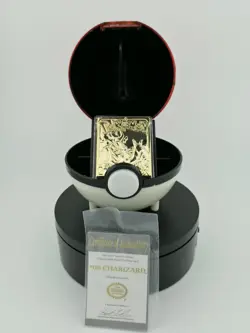 Near Mint! 23K Gold Plated CHARIZARD Trading Card 1999 Burger King Pokemon Ball - Image 1