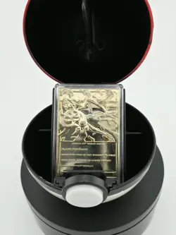 Near Mint! 23K Gold Plated CHARIZARD Trading Card 1999 Burger King Pokemon Ball - Image 3