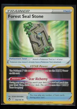 Forest Seal Stone 156/195 Pokemon Silver Tempest Rare Near Mint Holo Card - Image 1