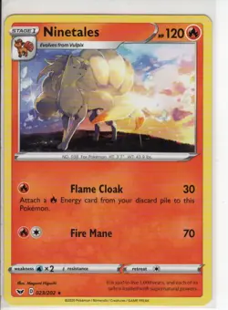 NINETALES SWORD & SHEILD SET RARE NON HOLO-FOIL POKEMON CARD 023/202 NM/M - Image 1