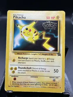 Pokemon TCG Pikachu #4 Stamped 1999 WB Movie Black Star Promo Card HP - Image 1
