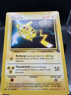 Pokemon TCG Pikachu #4 Stamped 1999 WB Movie Black Star Promo Card HP - Image 2
