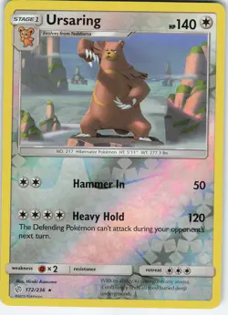 Ursaring 172/236 Reverse Holo Rare SM - Cosmic Eclipse NM Pokemon - Image 1