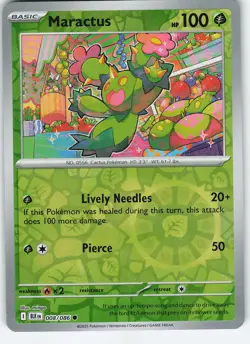 Maractus 008/086 Common Reverse Holo SV: Black Bolt NM Pokemon - Image 1