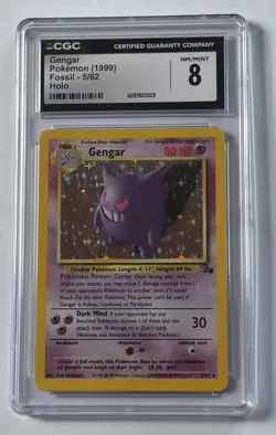 Gengar Fossil 5/62 Holo Rare Unlimited Pokemon 1999 CGC 8 NM/Mint - Image 1