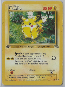POKEMON JUNGLE 1ST EDITION PIKACHU NON HOLO 60/64 HEAVILY PLAYED - Image 1