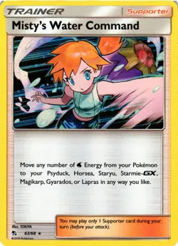 Pokemon TCG Misty's Water Command Hidden Fates 63/68 Holo Rare VLP - Image 1