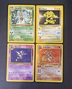 Vintage Pokemon 4 Card Lot Non-Holo Rares Base &Fossil Set Cards - LP/MP - Image 1