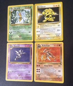 Vintage Pokemon 4 Card Lot Non-Holo Rares Base &Fossil Set Cards - LP/MP - Image 3
