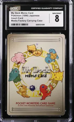 1996 CGC 8 Graded Pokemon My Deck Memo Card Media Factory Carrying Case Japanese - Image 1