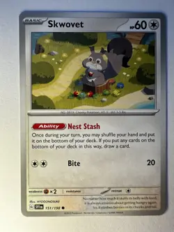 Cute Pokemon TCG Skwovet Greedent Arven's Skwovet Lot 6 Cards Holo - Image 5