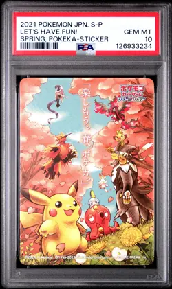 PSA 10 Graded Pokemon Let's Have Fun! Spring, Pokeka-sticker S Promo Japanese - Image 1
