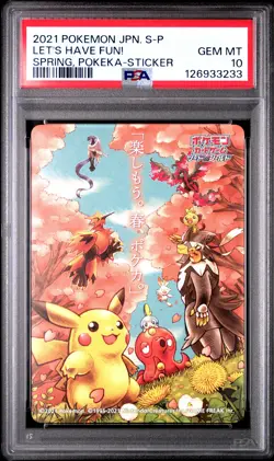 PSA 10 Graded Pokemon Let's Have Fun! Spring, Pokeka-sticker S Promo Japanese - Image 1