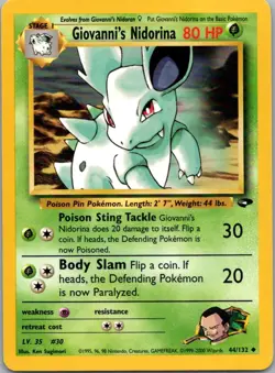 Pokemon TCG Giovannis Nidorina 44/132 Gym Challenge LP - Image 1