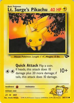 Lt. Surge's Pikachu - 84/132 Gym Challenge - Pokemon TCG - 2000 - Image 1