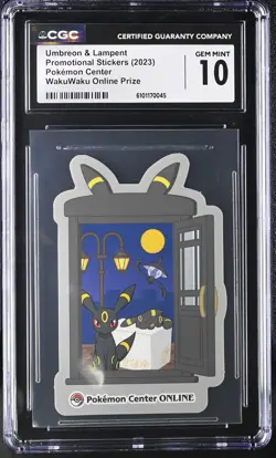 2023 CGC 10 Graded Pokemon Umbreon & Lampent Wakuwaku Online Prize - Image 1