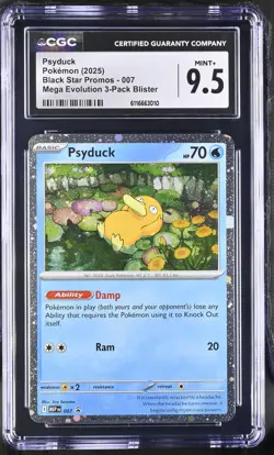 2025 CGC 9.5 Graded Pokemon Psyduck 007 Mega Evolution 3-pack Blister - Image 1