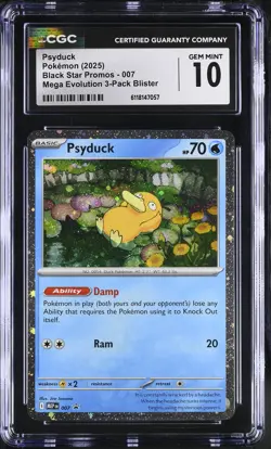 2025 CGC 10 Graded Pokemon Psyduck 007 Mega Evolution 3-pack Blister - Image 1