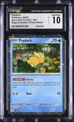 2025 CGC 10 Graded Pokemon Psyduck 007 Mega Evolution 3-pack Blister - Image 1