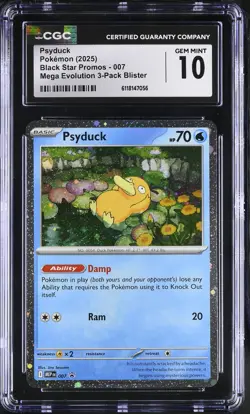 2025 CGC 10 Graded Pokemon Psyduck 007 Mega Evolution 3-pack Blister - Image 1