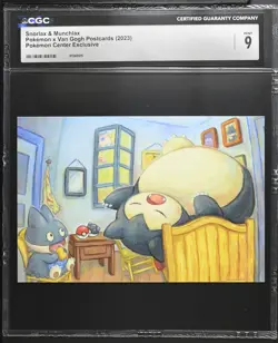 2023 CGC 9 Graded Pokemon Snorlax & Munchlax Pokemon Center Exclusive Postcard - Image 1