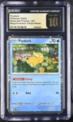 2025 CGC 10 Graded Pokemon Psyduck 007 Mega Evolution 3-pack Blister - Image 1