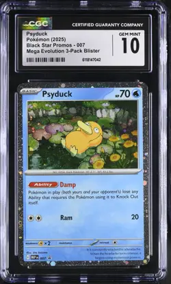 2025 CGC 10 Graded Pokemon Psyduck 007 Mega Evolution 3-pack Blister - Image 1