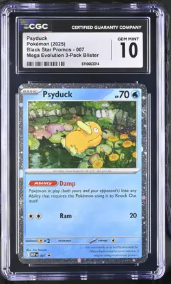 2025 CGC 10 Graded Pokemon Psyduck 007 Mega Evolution 3-pack Blister - Image 1