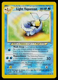 Pokemon Card - Light Vaporeon Neo Destiny 52/105 Uncommon Non Holo - Image 1