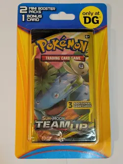 Pokemon Team Up Dollar General 2 Mini Booster Packs + Bonus Card Sun Moon DG NEW - Image 1