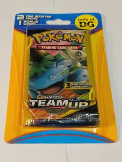 Pokemon Team Up Dollar General 2 Mini Booster Packs + Bonus Card Sun Moon DG NEW - Image 3