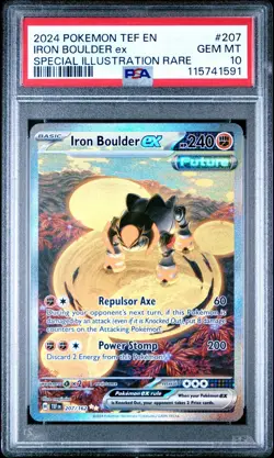 PSA 10 Iron Boulder ex 207/162 : Temporal Forces SIR Holo Pokemon Card - Image 1