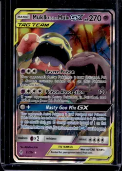 2019 Pokemon SM Unbroken Bonds Muk Alolan Tag Team #61/214 - Image 1