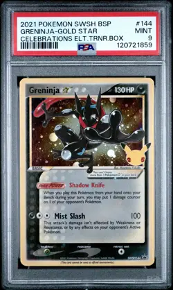 2021 POKEMON SWSH BLACK STAR PROMO #144 GRENINJA-GOLD STAR PSA 9 - Image 1